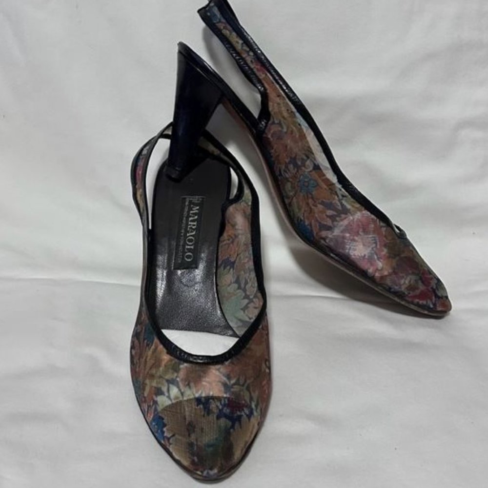 Maraolo Print SHEER Mesh Slingback Heels